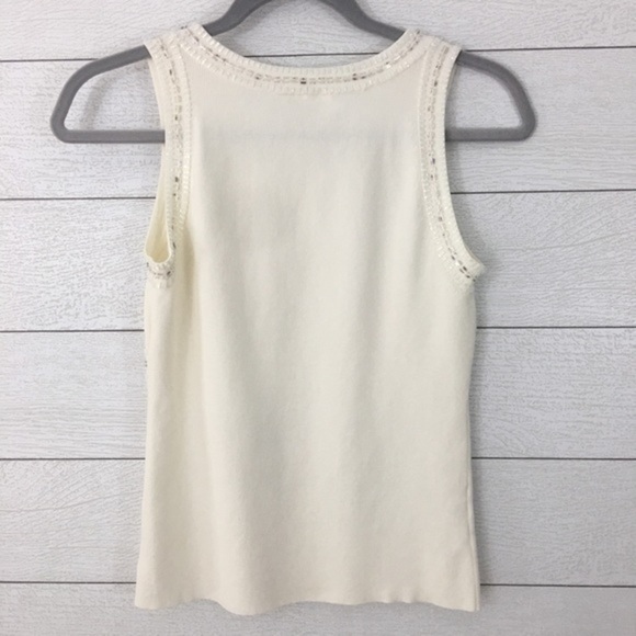 Loft Cream Sequin Trim Tank - Picture 2 of 6